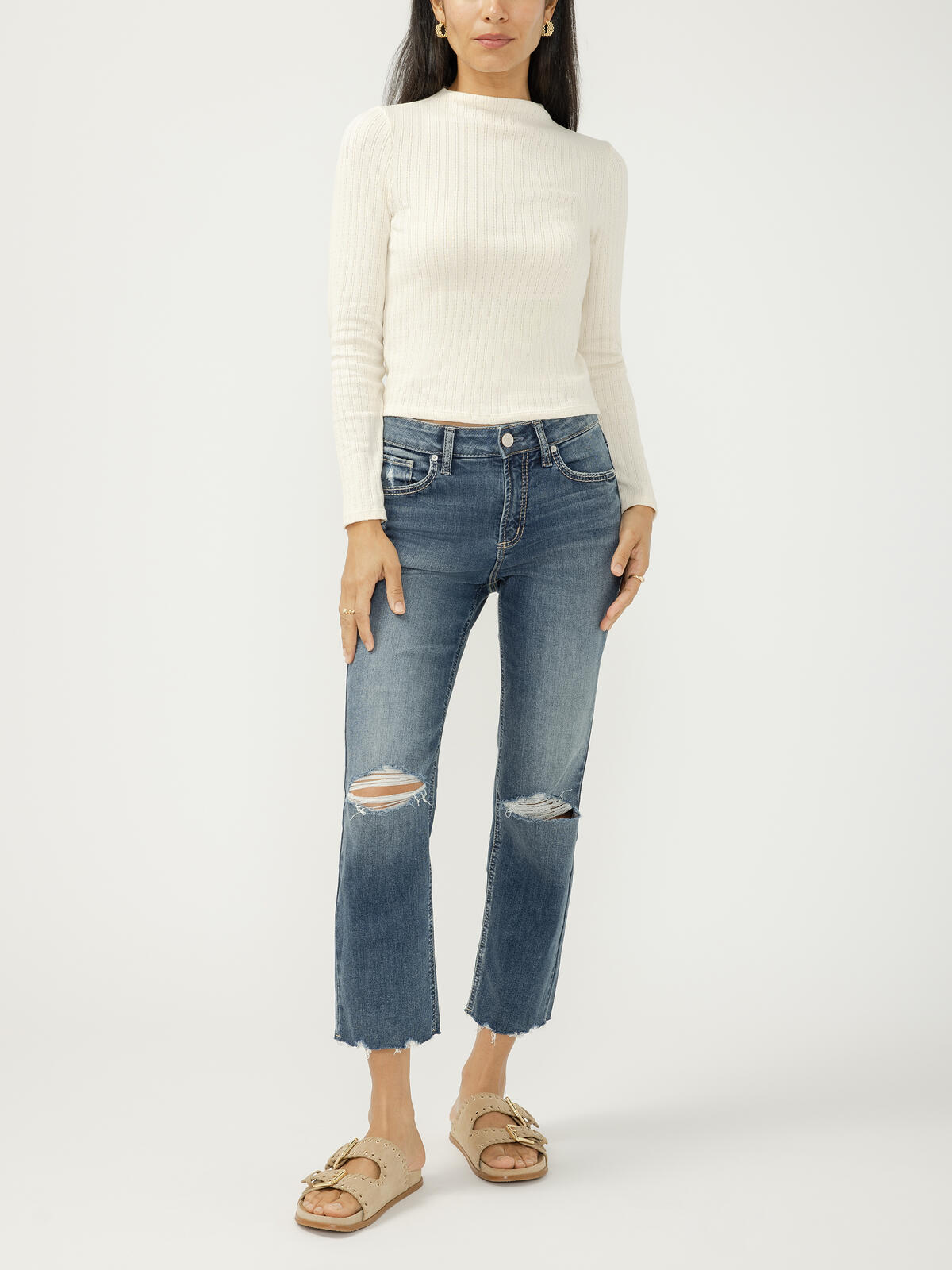 Avery High Rise Straight Leg Cropped Jeans image number 0